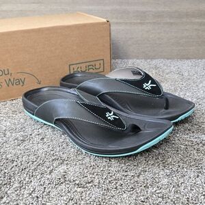 Kuru Kala Black and Teal Flip Flops NEW size 10